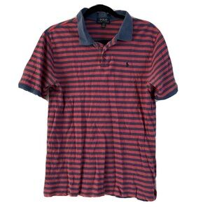 Polo Ralph Lauren Boy's Navy/Red Striped Polo Shirt Logo Cotton size XL